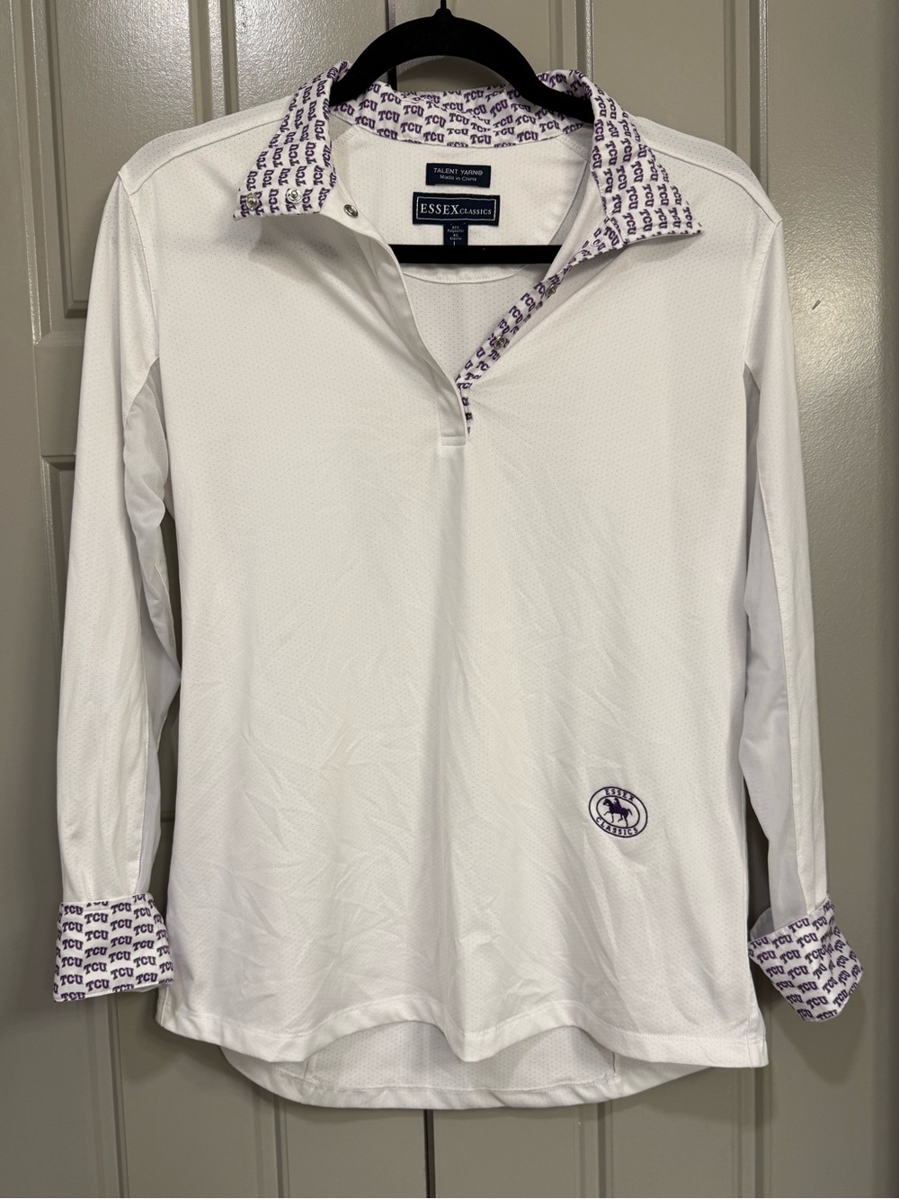 TCU Essex Classics Quarter Zip Pullover Purple Patterned Size Large Like New